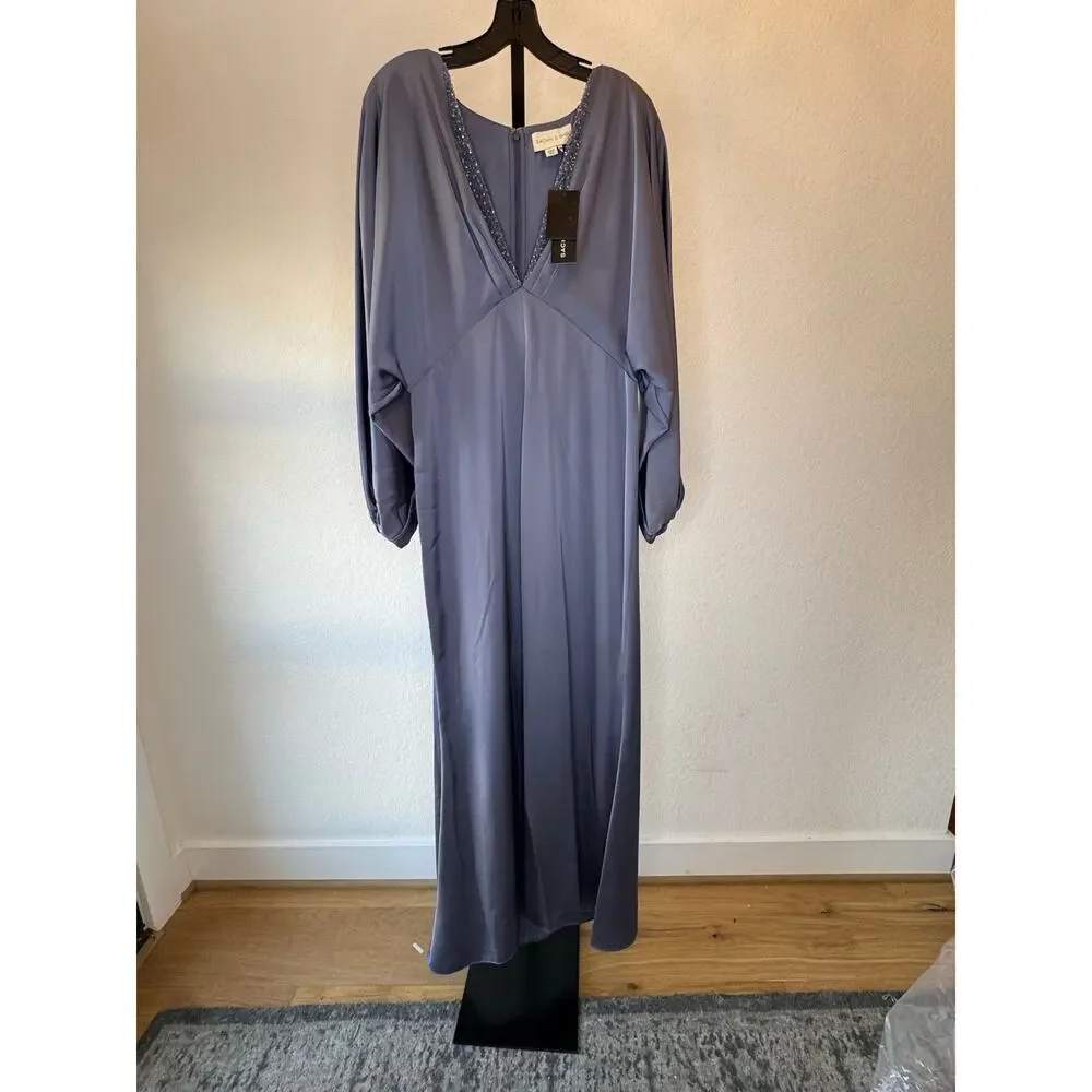 Sachin & Babi | Satin Gabby V Neck A Line Gown - Picture 3 of 8